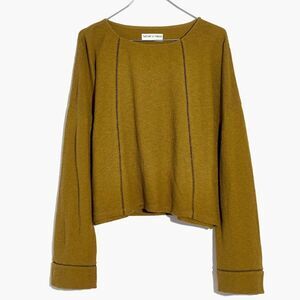 Madewell Texture & Thread Eyelet-Inset Top Spiced Olive Long Sleeve Size XS